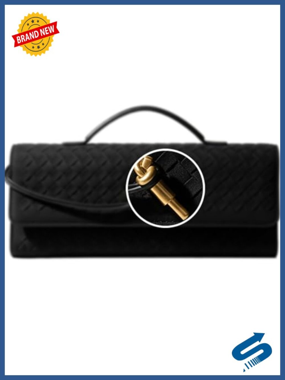 Woven Clutch Purses for Women with Adjustable Long Strap Crossbody Handbag PU